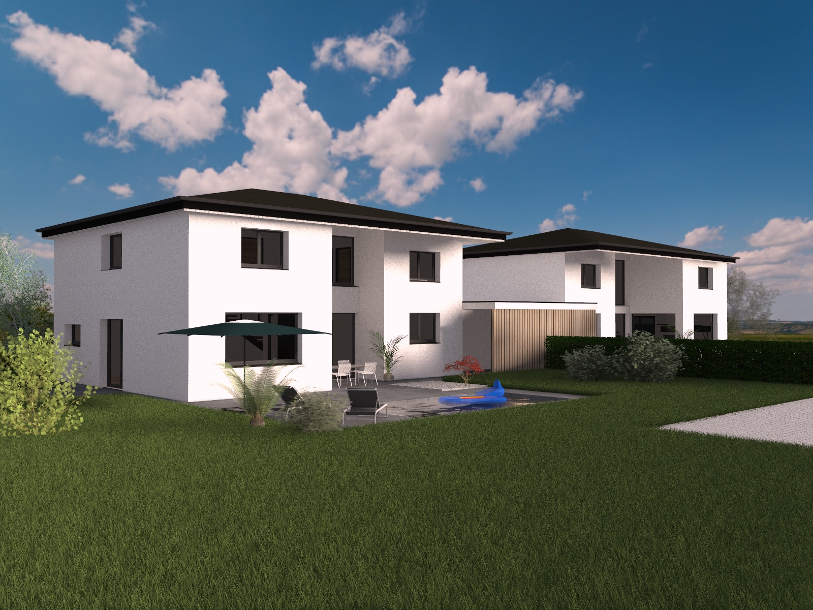 Villas jumelées contemporaines – En cours de construction